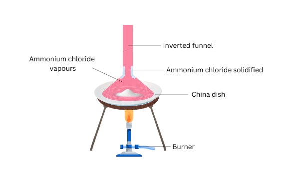 Sublimation and deposition of ammonium chloride is shown.