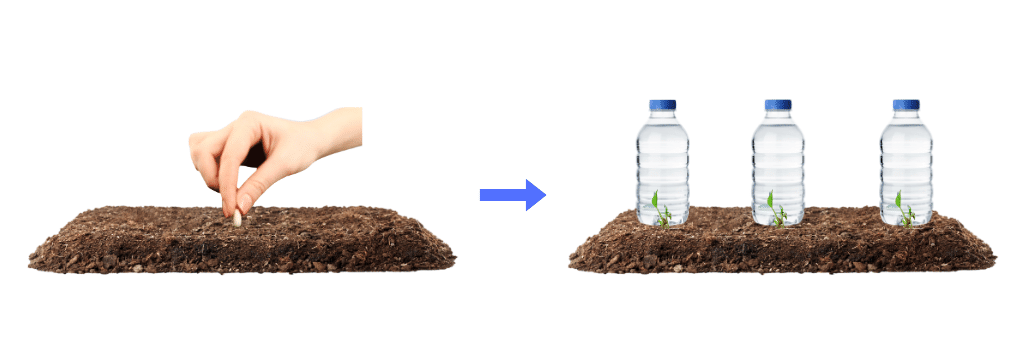 Make shift drip irrigations system made at home.