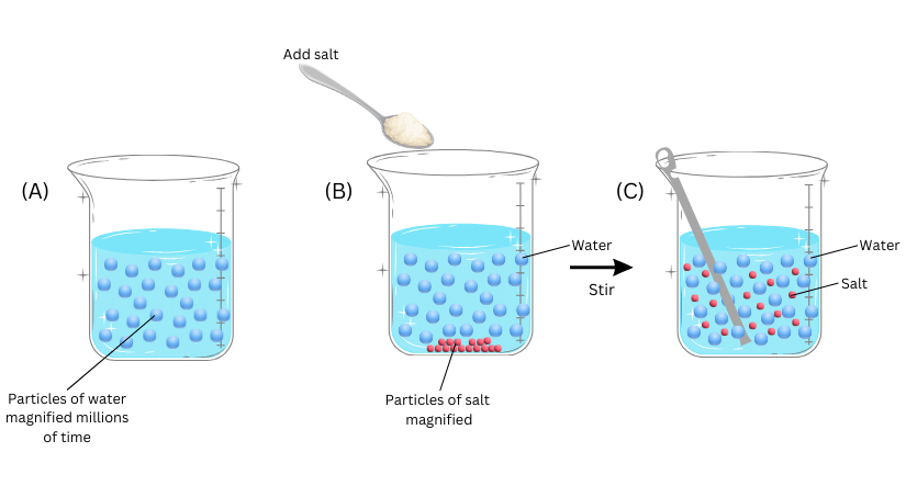 Dissolution of salt in water does not change the water level.