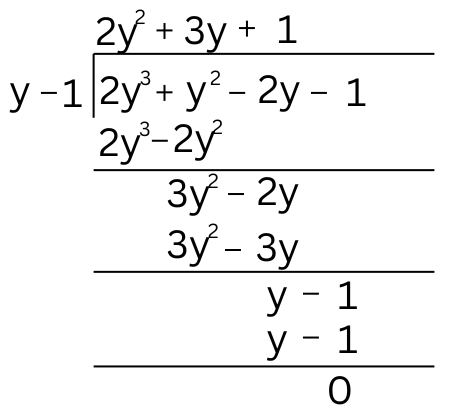 The polynomial p(y) is divided by y - 1.