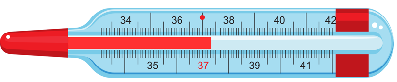 Clinical thermometer showing a particular temperature.