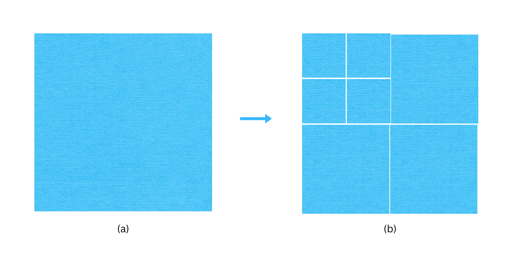 Paper being cut into square pieces and arranged to resemble original sheet of paper.