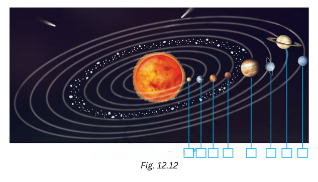 Planets orbiting around the Sun.
