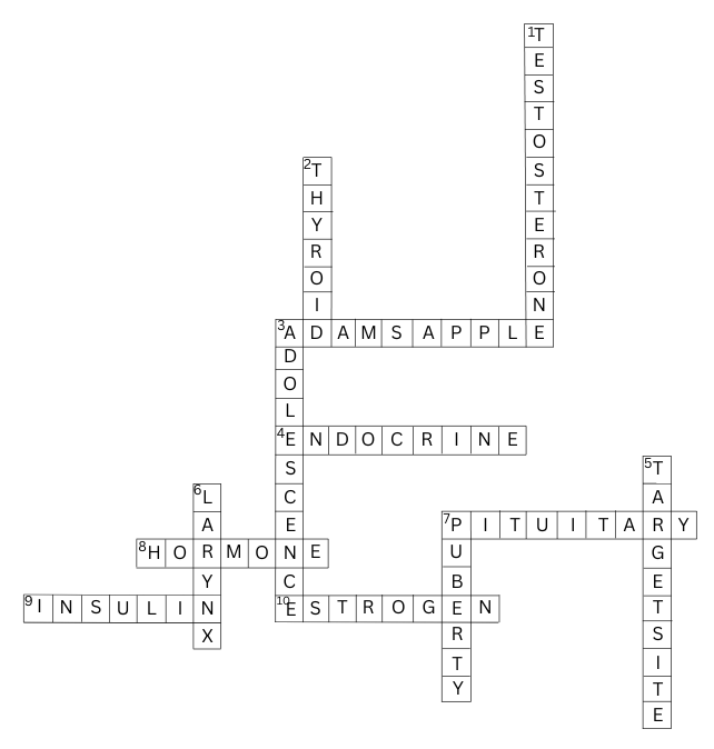 Solution to crossword to exercise problem 9.