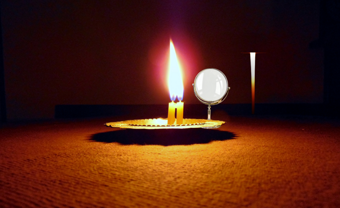 Image formed by an object placed at a distance of 10 cm away from convex lens.