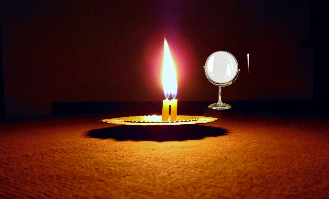 Image formed by an object placed at a distance of 50 cm away from convex lens.
