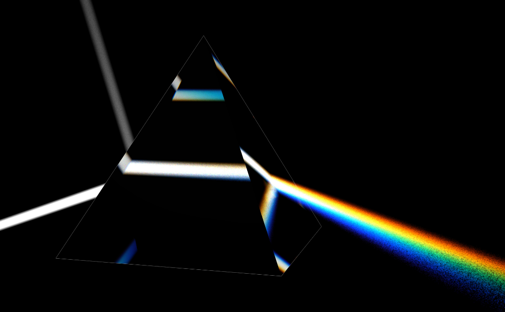 White light getting split into seven colours after passing through a prism.