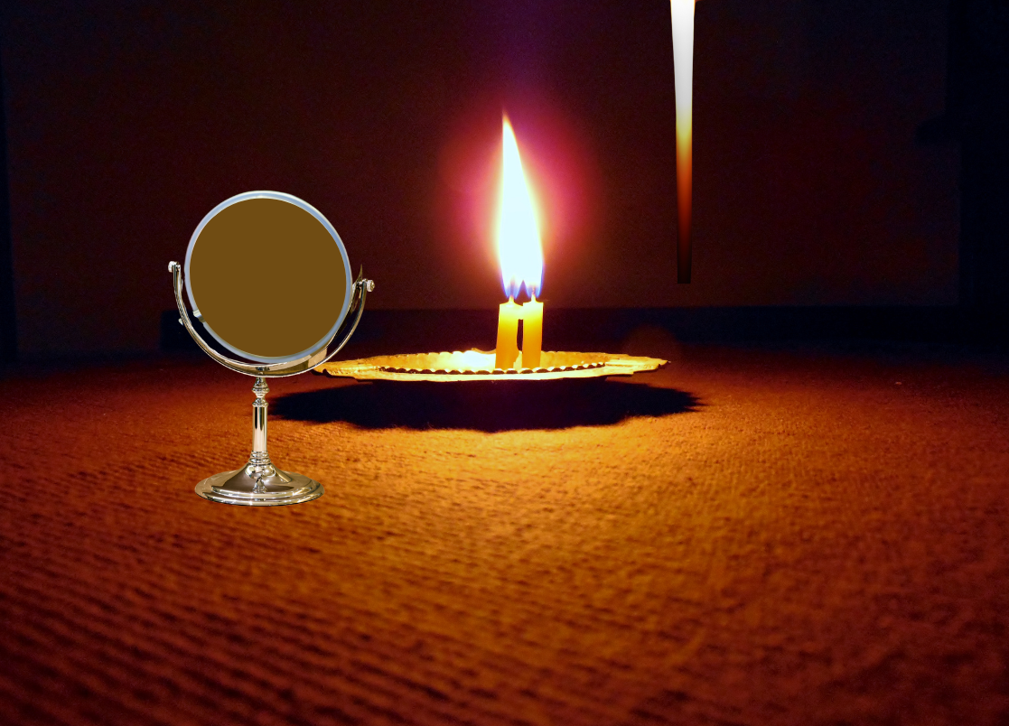 Candle is placed at a distance of 10 cm from the mirror.