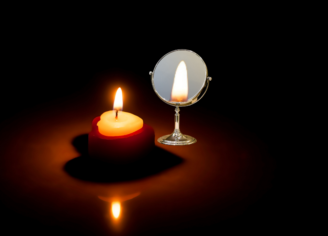 Candle is placed at a distance of 5 cm from the mirror.