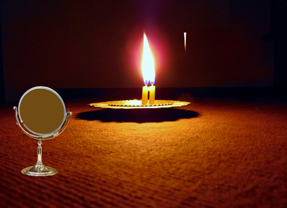 Candle is placed at a distance of 50 cm from the mirror.