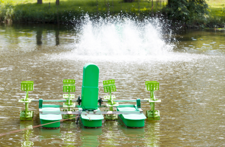Aerator in a wastewater treatment plant.