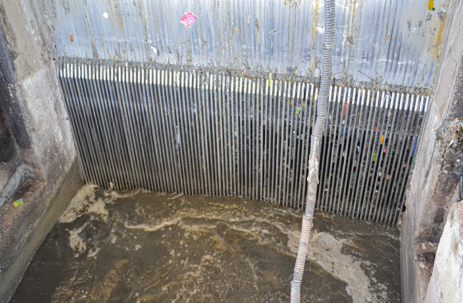 Bar screen in a wastewater treatment plant.