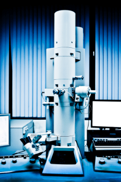 Electron microscope in a lab.