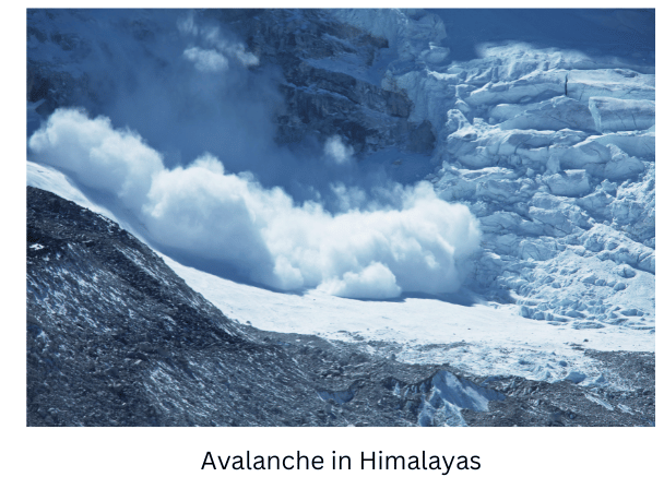 Avalanche in Himalayas.
