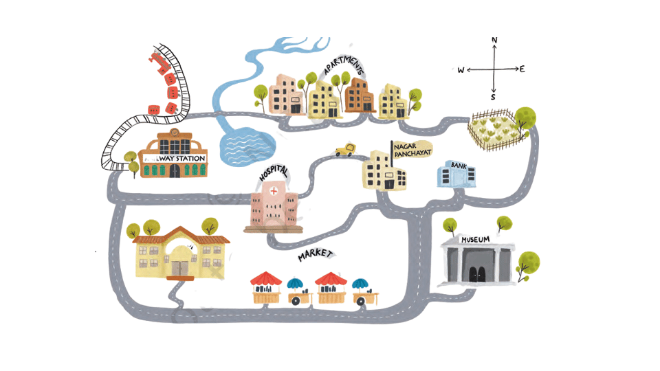 Map of an imaginary small city.