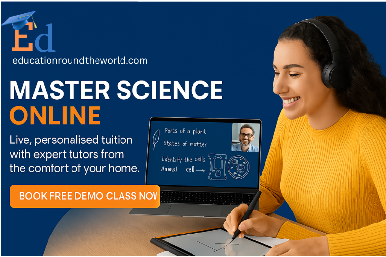 Banner for booking free online science demo class.